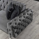 Canapea extensibilă LILA 3 locuri 230 cm, material: Catifea exclusivă, picioarelor: Metal.  detalie din sus