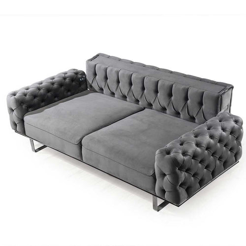 Canapea extensibilă LILA 3 locuri 230 cm, material: Catifea exclusivă, picioarelor: Metal.  detalie extensibila
