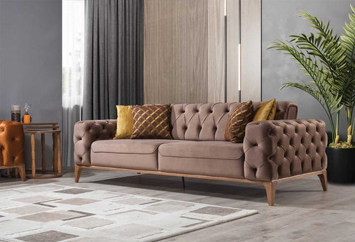 Canapea extensibilă LILA 3 locuri 230 cm, material: Catifea exclusivă, picioarelor: Metal.