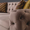 Canapea extensibilă LILA 3 locuri 230 cm, material: Catifea exclusivă, picioarelor: Metal.  detalie