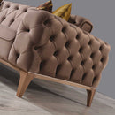 Canapea extensibilă LILA 3 locuri 230 cm, material: Catifea exclusivă, picioarelor: Metal.  detalie din stanga