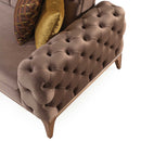 Canapea extensibilă LILA 3 locuri 230 cm, material: Catifea exclusivă, picioarelor: Metal.  detalie din sus