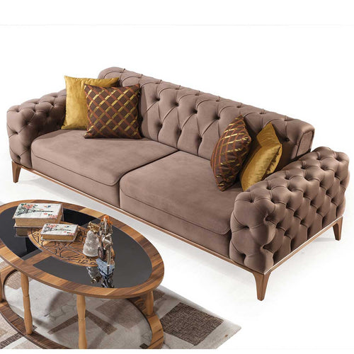 Canapea extensibilă LILA 3 locuri 230 cm, material: Catifea exclusivă, picioarelor: Metal.  din sus