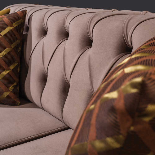 Canapea extensibilă LILA 3 locuri 230 cm, material: Catifea exclusivă, picioarelor: Metal.  detalie