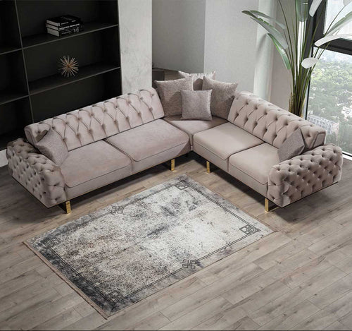 Colțar Extensibil 3+2 locuri LILA, material: Catifea exclusivă, picioarelor: Metal. din sus