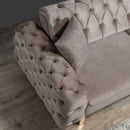 Colțar Extensibil 3+2 locuri LILA, material: Catifea exclusivă, picioarelor: Metal. detalie din sus