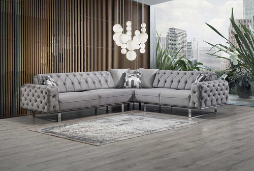 Colțar Extensibil 3+2 locuri LILA, material: Catifea exclusivă, picioarelor: Metal. din fata