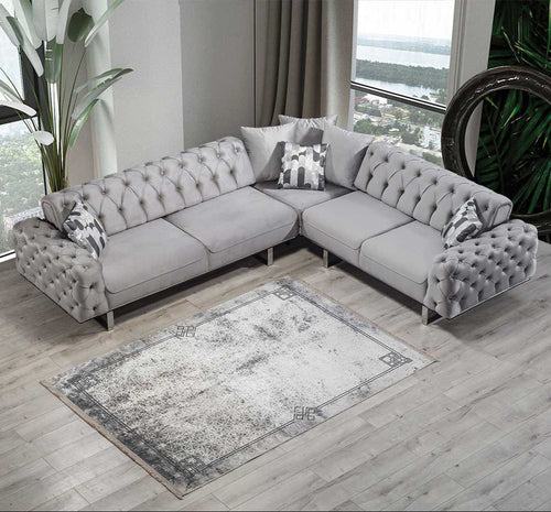 Colțar Extensibil 3+2 locuri LILA, material: Catifea exclusivă, picioarelor: Metal.  din sus