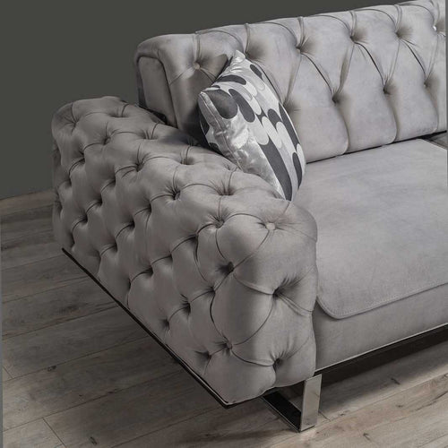 Colțar Extensibil 3+2 locuri LILA, material: Catifea exclusivă, picioarelor: Metal. din stanga