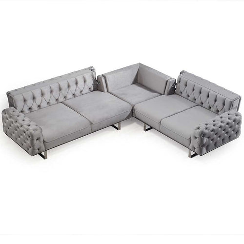 Colțar Extensibil 3+2 locuri LILA, material: Catifea exclusivă, picioarelor: Metal. din sus