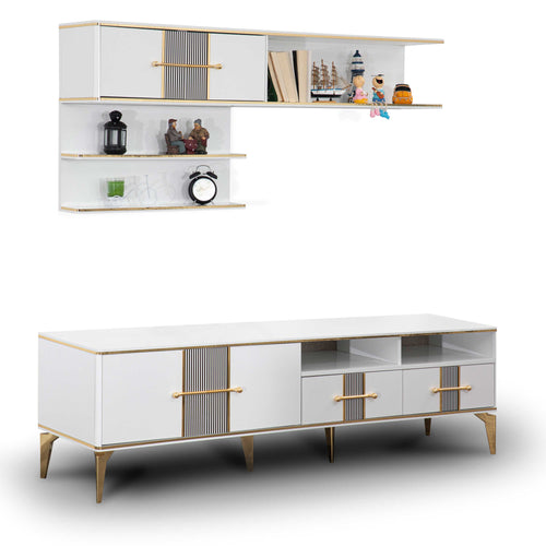 Dulap de perete LOTTO 3 rafturi 2 uși 174 x 30 cm, Alb