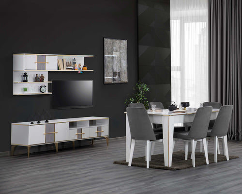 Dulap de perete LOTTO 3 rafturi 2 uși 174 x 30 cm, Alb