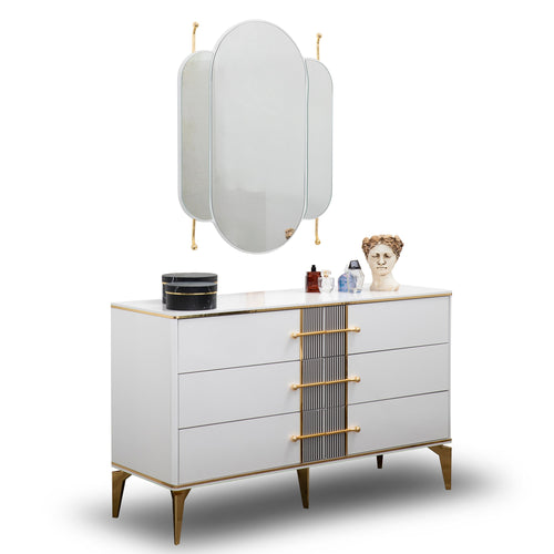 Comodă LOTTO 6 sertare 130 x 81 cm, Alb