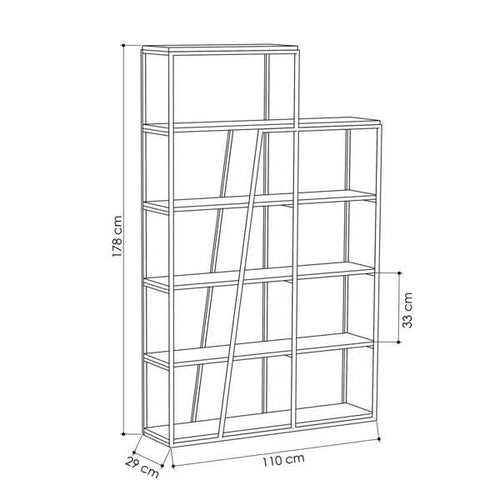 Bibliotecă AURA 5 rafturi 110 x 178 cm, Opțiuni culoare - Maroom