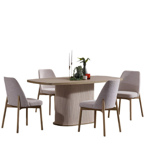 Masă fixă cu 4 scaune TINA 160 ( 200 ) x 95 cm - Maroom