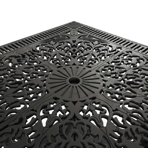 Masa fixa exterior negru SARDEGNA ergonomic și confortabil, ideal pentru terase, grădini, balcoane, cafenele și restaurante. Design elegant, material rezistent la intemperii, ușor de asamblat, protecție UV și durabilitate sporită.