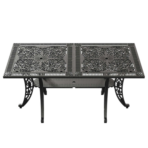 Masa fixa exterior negru SARDEGNA ergonomic și confortabil, ideal pentru terase, grădini, balcoane, cafenele și restaurante. Design elegant, material rezistent la intemperii, ușor de asamblat, protecție UV și durabilitate sporită.