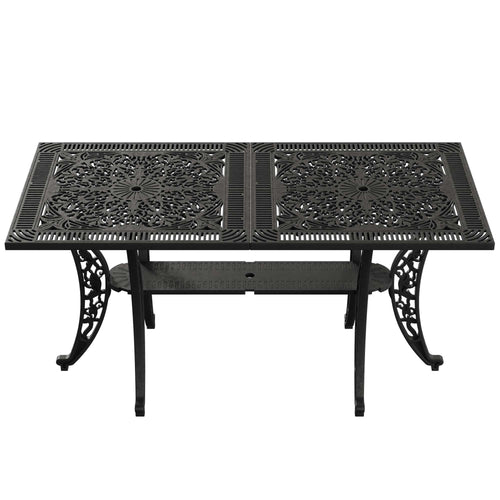 Masa fixa exterior negru SARDEGNA ergonomic și confortabil, ideal pentru terase, grădini, balcoane, cafenele și restaurante. Design elegant, material rezistent la intemperii, ușor de asamblat, protecție UV și durabilitate sporită.