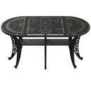 Masa_ovala_fixa exterior negru SARDEGNA ergonomic și confortabil, ideal pentru terase, grădini, balcoane, cafenele și restaurante. Design elegant, material rezistent la intemperii, ușor de asamblat, protecție UV și durabilitate sporită.