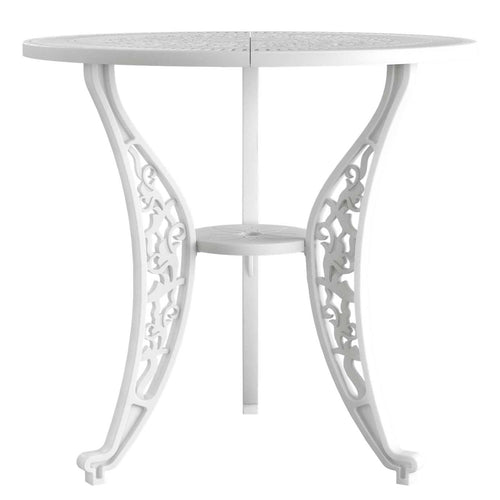 Masa fixa rotunda exterior alb  SARDEGNA ergonomic și confortabil, ideal pentru terase, grădini, balcoane, cafenele și restaurante. Design elegant, material rezistent la intemperii, ușor de asamblat, protecție UV și durabilitate sporită.