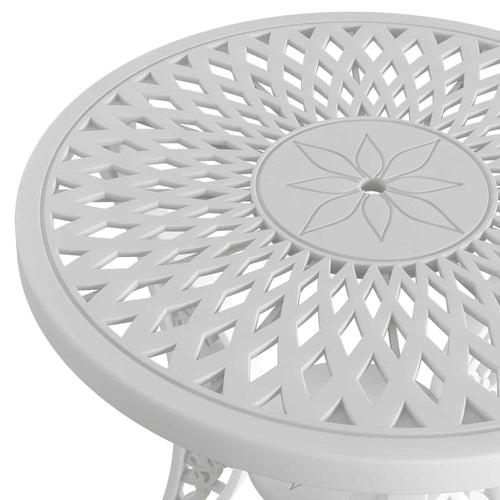 Masa rotunda exterior alb SARDEGNA, evidențiind designul ergonomic, materialul durabil și structura rezistentă la intemperii. Ideal pentru spații exterioare precum terase, grădini și cafenele.