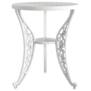 Masa rotunda exterior alb SARDEGNA, evidențiind designul ergonomic, materialul durabil și structura rezistentă la intemperii. Ideal pentru spații exterioare precum terase, grădini și cafenele.