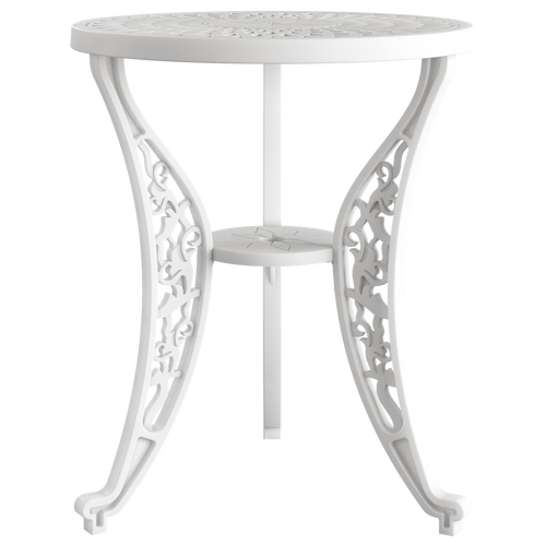 Masa rotunda exterior alb SARDEGNA, evidențiind designul ergonomic, materialul durabil și structura rezistentă la intemperii. Ideal pentru spații exterioare precum terase, grădini și cafenele.