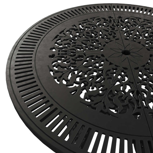 Masa fixa rotunda exterior negru SARDEGNA ergonomic și confortabil, ideal pentru terase, grădini, balcoane, cafenele și restaurante. Design elegant, material rezistent la intemperii, ușor de asamblat, protecție UV și durabilitate sporită.