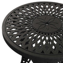 Masa rotunda exterior negru SARDEGNA, evidențiind designul ergonomic, materialul durabil și structura rezistentă la intemperii. Ideal pentru spații exterioare precum terase, grădini și cafenele.