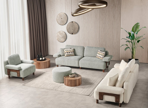 Canapea si fotoliu  LAVA  , Țesătură modernă și moale, picioarelor: Lemn  2 canapea 1 fotoliu