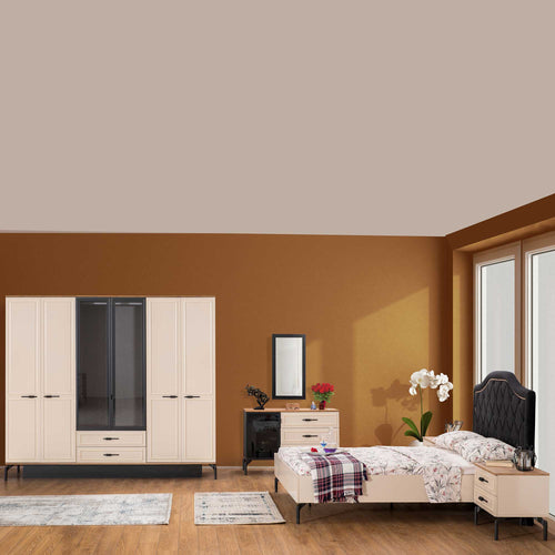 Comodă ORBIT cu oglindă 1 ușă 3 sertare 116 x 81 cm - Maroom