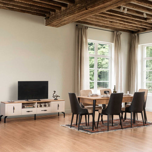 Comodă TV ORBIT 2 rafturi 2 uși 2 sertare 186 cm - Maroom