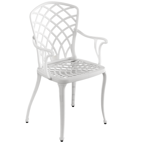 Scaun exterior alb PALERMO ergonomic și confortabil, ideal pentru terase, grădini, balcoane, cafenele și restaurante. Design elegant, material rezistent la intemperii, ușor de asamblat, protecție UV și durabilitate sporită.