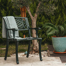 Mobilier exterior negru scaun RIMINI , ideal pentru terase, grădini, cafenele și restaurante. Design elegant, material rezistent la intemperii, protecție UV și durabilitate sporită.