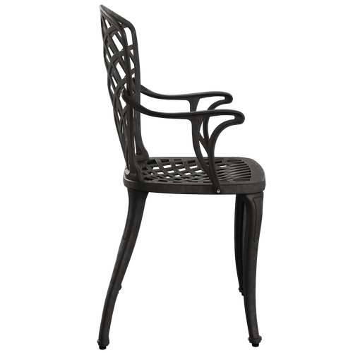 Scaun PALERMO fotografiat din lateral, evidențiind designul ergonomic, structura durabilă și materialul rezistent la intemperii. Ideal pentru terase, grădini, balcoane, cafenele și restaurante.