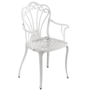 Scaun exterior alb SARDEGNA ergonomic și confortabil, ideal pentru terase, grădini, balcoane, cafenele și restaurante. Design elegant, material rezistent la intemperii, ușor de asamblat, protecție UV și durabilitate sporită.