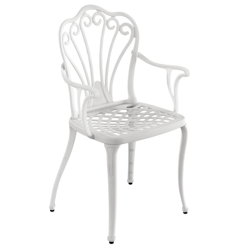 Scaun exterior alb SARDEGNA ergonomic și confortabil, ideal pentru terase, grădini, balcoane, cafenele și restaurante. Design elegant, material rezistent la intemperii, ușor de asamblat, protecție UV și durabilitate sporită.