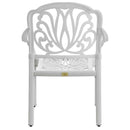 Scaun exterior stivuibil alb CAPRI fotografiat din spate, evidențiind designul ergonomic, materialul durabil și structura rezistentă la intemperii. Ideal pentru spații exterioare precum terase, grădini și cafenele.