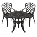 Set de mobilier exterior NEGRU cu 2 scaune și o masă, ideal pentru terase, grădini, cafenele și restaurante. Design elegant, material rezistent la intemperii, protecție UV și durabilitate sporită.