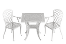 Set de mobilier exterior alb cu 2 scaune PALERMO și o masă SARDEGNA, ideal pentru terase, grădini, cafenele și restaurante. Design elegant, material rezistent la intemperii, protecție UV și durabilitate sporită.