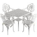 Set de mobilier exterior alb cu 4 scaune SICILY și o masă, ideal pentru terase, grădini, cafenele și restaurante. Design elegant, material rezistent la intemperii, protecție UV și durabilitate sporită.