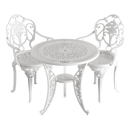 Set de mobilier exterior alb cu doua scaune SICILY și o masă, ideal pentru terase, grădini, cafenele și restaurante. Design elegant, material rezistent la intemperii, protecție UV și durabilitate sporită.