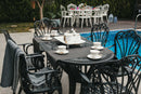 Set de mobilier exterior negre cu sase scaune SARDEGNA și o masă, ideal pentru terase, grădini, cafenele și restaurante. Design elegant, material rezistent la intemperii, protecție UV și durabilitate sporită.