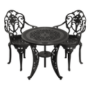 Set de mobilier exterior negru cu 2 scaune SICILY și o masă, ideal pentru terase, grădini, cafenele și restaurante. Design elegant, material rezistent la intemperii, protecție UV și durabilitate sporită.