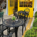 Set de mobilier exterior negru scaune SARDEGNA și o masă, ideal pentru terase, grădini, cafenele și restaurante. Design elegant, material rezistent la intemperii, protecție UV și durabilitate sporită.