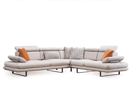 Colțar Extensibil 6 locuri TERRA 305 x 270 cm , Țesătură cu aspect de piele, Tipul picioarelor: Metal ,