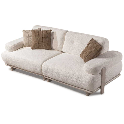 Canapea PANDA extensibil 3 locuri  textură modernă boucle picioarelor: Lemn.