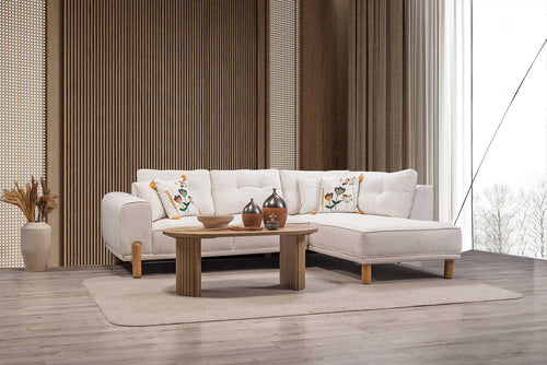 Colțar Extensibil 3+1 locuri BAHAMA 295 x 195 cm , picioarelor: Lemn, material: stofa, din fata