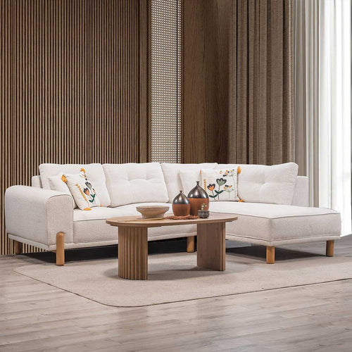 Colțar Extensibil 3+1 locuri BAHAMA 295 x 195 cm , picioarelor: Lemn, material: stofa