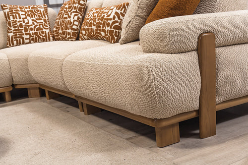 Colțar Extensibil PANDA 3+2 locuri 330 textil tesatura , piciorele din lemn  x 290 cm , detaliu